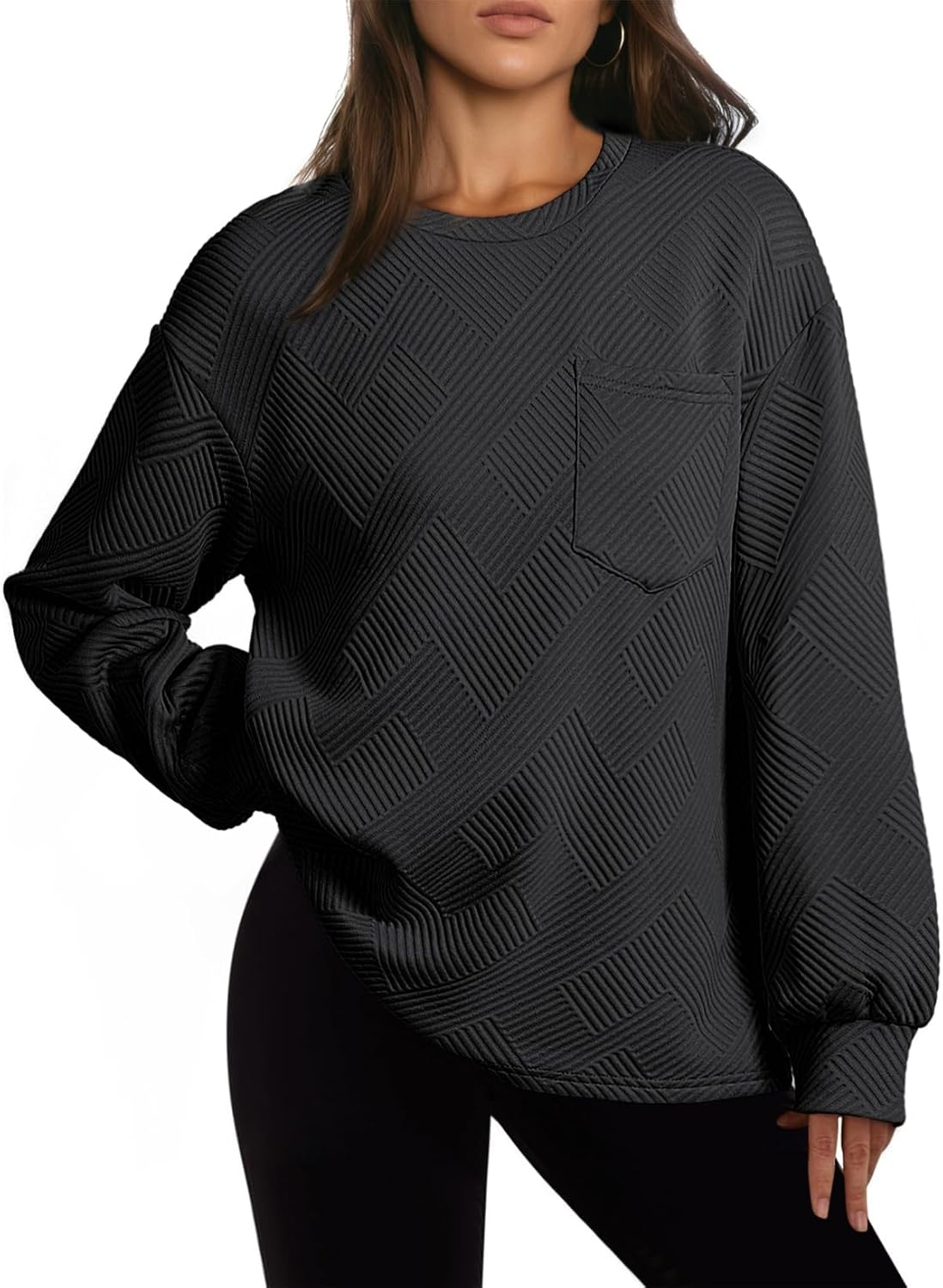 Dokotoo Womens Sweatshirt 2025 Casual Lightweight Soft Crew Neck Loose Tops with Pocket