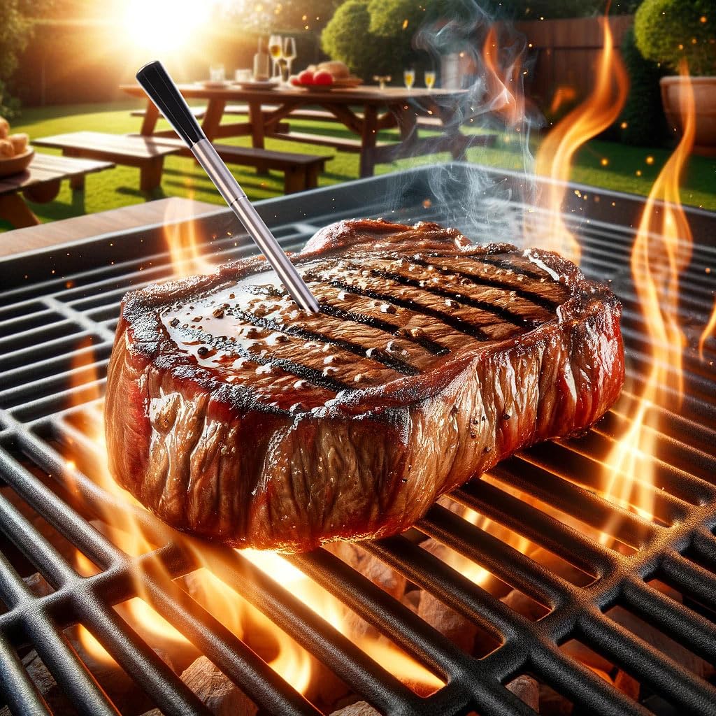 Rosenstein & Söhne Rindfleisch-Thermometer: 2er-Set kabellose smarte Fleisch-, Braten- & Grill-Thermometer,BT5,App (Grillthermometer Digital Funk, Digital-Bratenthermometer, Grillspiesse)