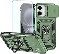 Vista 33 de Funda para teléfono SunStory para iPhone 11 con protector de pantalla HD y cubierta deslizante para la cámara y soporte giratorio con anillo