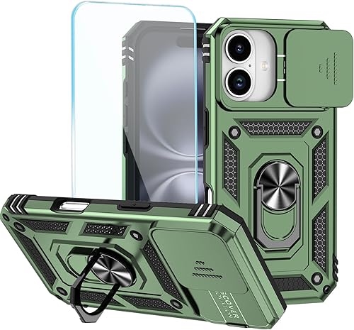 Miniatura 33 de Funda para teléfono SunStory para iPhone 11 con protector de pantalla HD y cubierta deslizante para la cámara y soporte giratorio con anillo