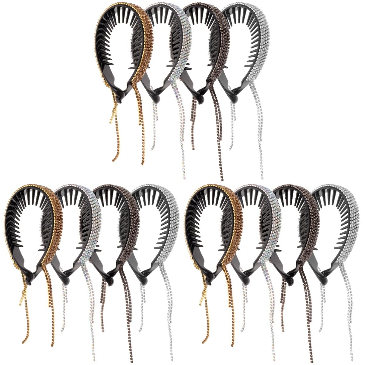 MAGICLULU 12piezas Accesorios Para Recogidos Brillantes Sujetadores De Coleta y Clips De Moño Elegantes y Cómodos Para Tipo De Cabello Para Bodas y Fiestas