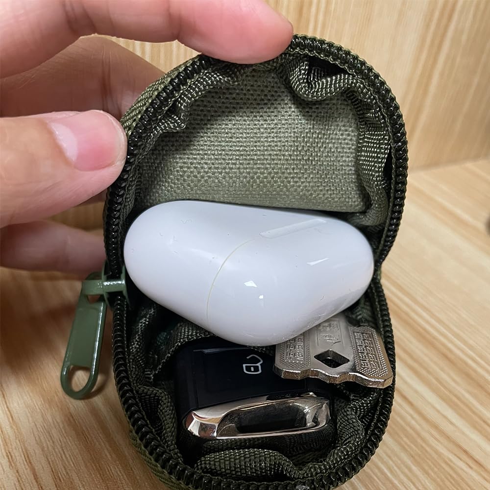 Taktische Münzgeldbörse – Militär-Tasche als Mini-Werkzeug-Organizer für Münzen, Autoschlüssel, Taille, Kopfhörer, Rucksack, Zubehörtasche, 2 Stück, Armeegrün, 2 Stück