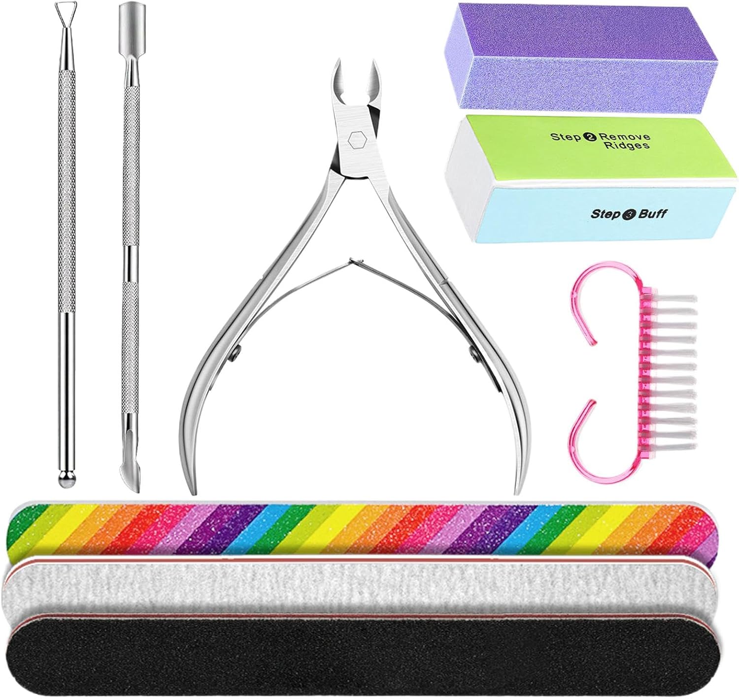 Manicure Tool Kit, Professionele Manicure Tools, Manicure Tool Kit Professionele Nagelvijl Tool Buffer Set, RVS Wasbare Nagelverzorging Kit voor Vrouwen, Volwassenen, Vrienden en Familie