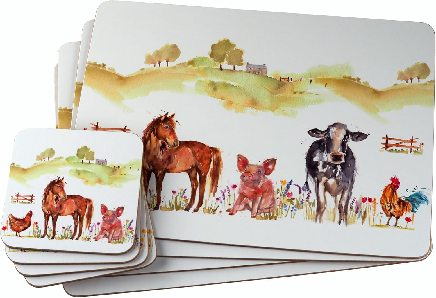 Sets of 4 Placemats with 4 Matching Coasters (Animals Table Mat and Coaster Set)