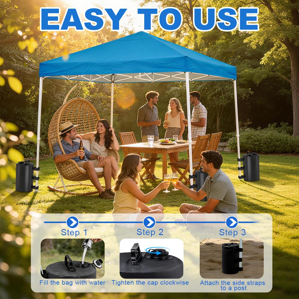Poids pour Tonnelle, 4 Pièces Poids de Lestage, Portable 10L Anti-Vent Lestage Tonnelle, Réutilisables PVC Sac Lestage Eau pour Pliable, Tente, Canopy, de Plein Air, Noir
