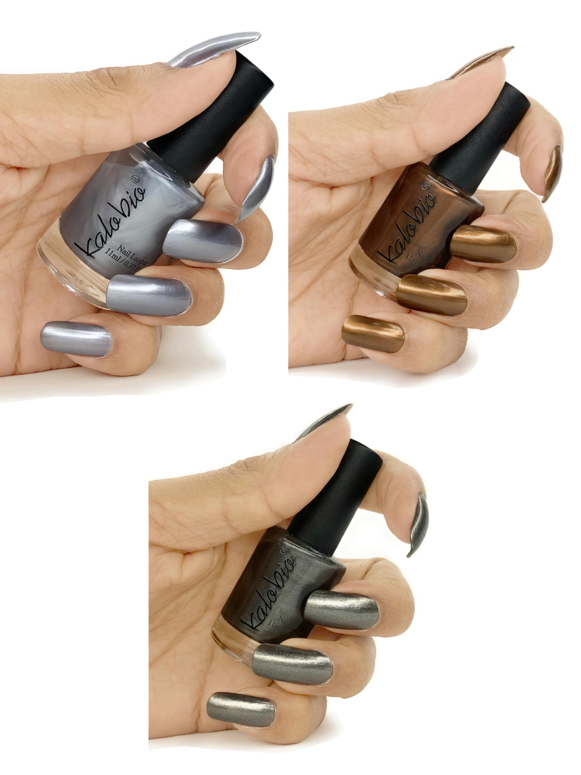 Metallic Nail Enamel - Silver Grey, Walnut & Orchid KM7/M8/M10-image-23