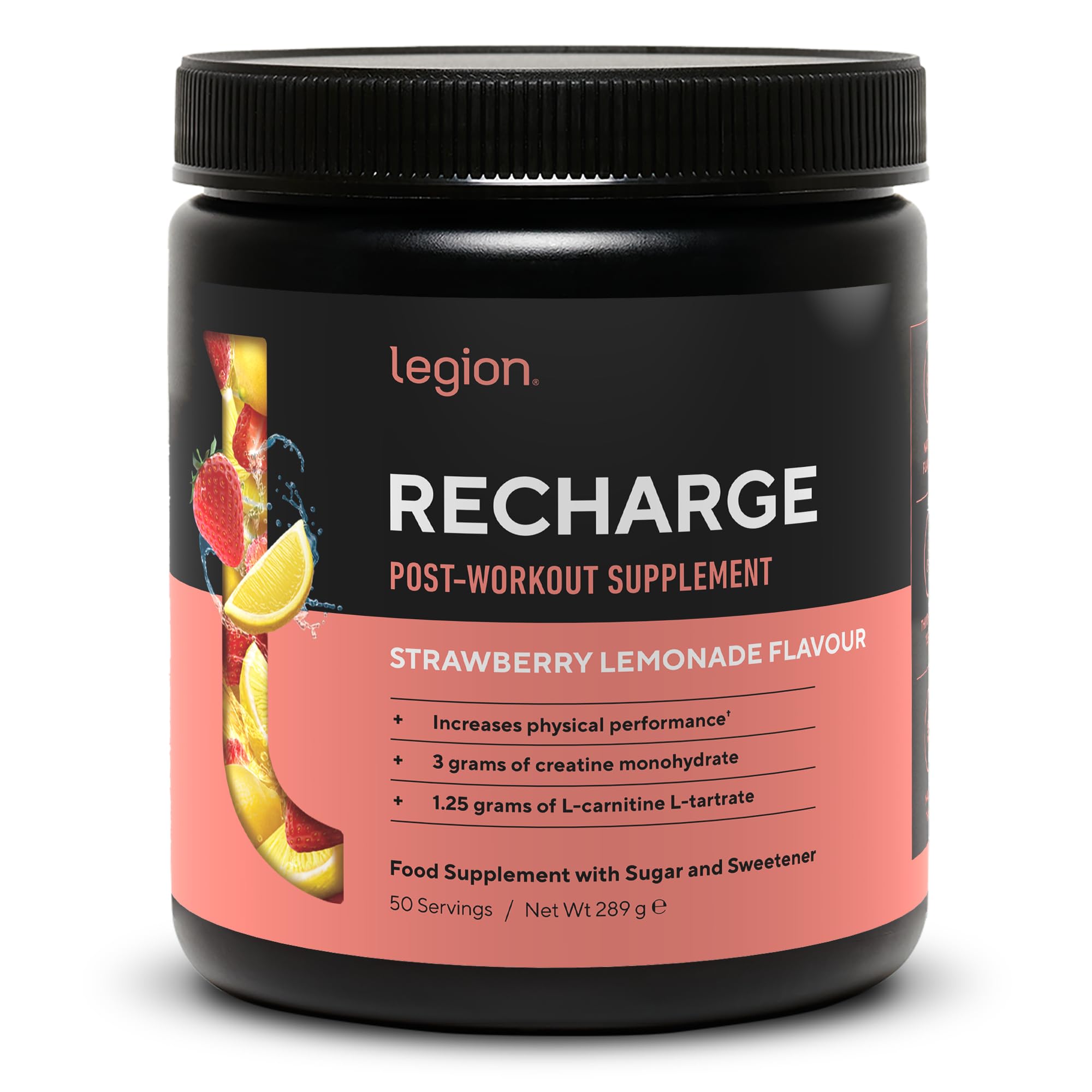 LegionRecharge Post Workout Drink - Micronized Creatine Monohydrate Natural Post Workout Recovery Drink - Muscle Builder & Recovery Booster Post Workout Supplements (Strawberry Lemonade, 50 Servings)