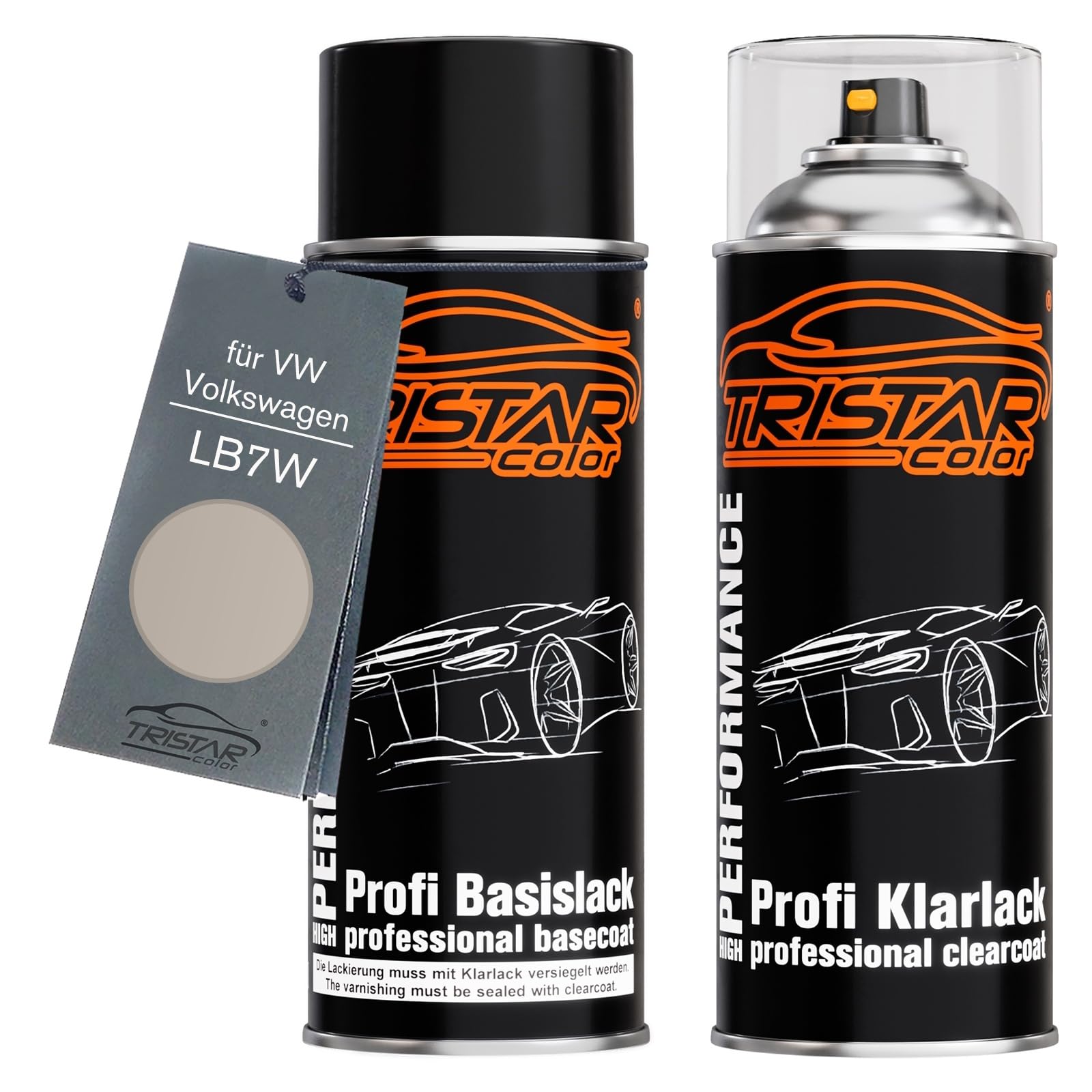 TRISTARcolor Vernice per auto Kit di bombolette spray per VW/Volkswagen LB7W Tungsten Silver Metallic/Gris Nuit Metallic vernice di base vernice trasparente bomboletta a spruzzo