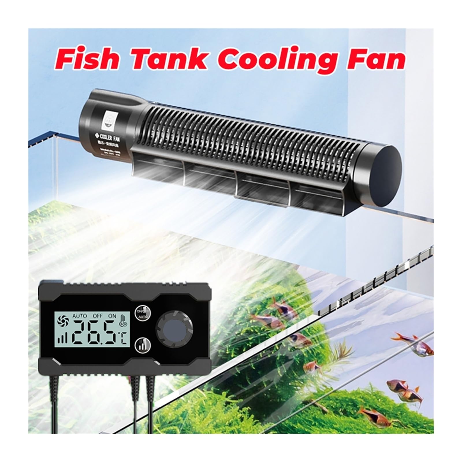 Ventilador de refrigeración for Tanque de Peces de Acuario, Adecuado for Agua de mar Dulce, Control automático de Temperatura, Controlador de Pantalla, Enfriador