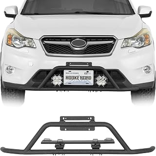 Hooke Road Crosstrek Rally Light Bar Tube Front Bumper Guard for 2013-2017 Subaru XV Crosstrek, 2 Light Tabs, Nugde Bull Bar, License Plate Mount, Easy Bolt-On Install