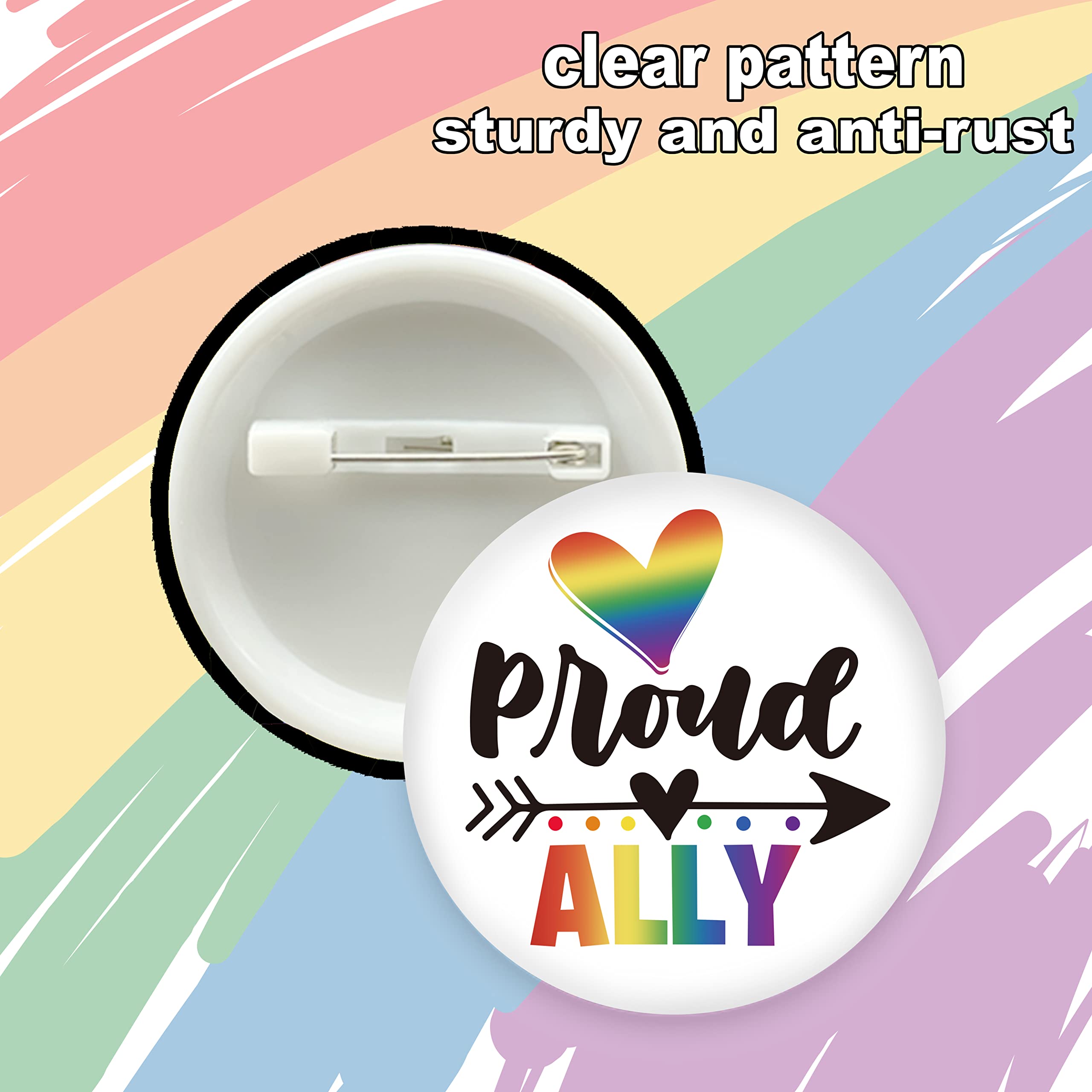 Cinrobiye 30 Pcs Rainbow Pride Badges Pins?Gay Pride Button Pins LGBT Love Gay Lesbian Rainbow Brooch Round Lapel Pins Accessories Stuff for Backpacks Clothes Hats Bags Gay Party Decorations Supplies