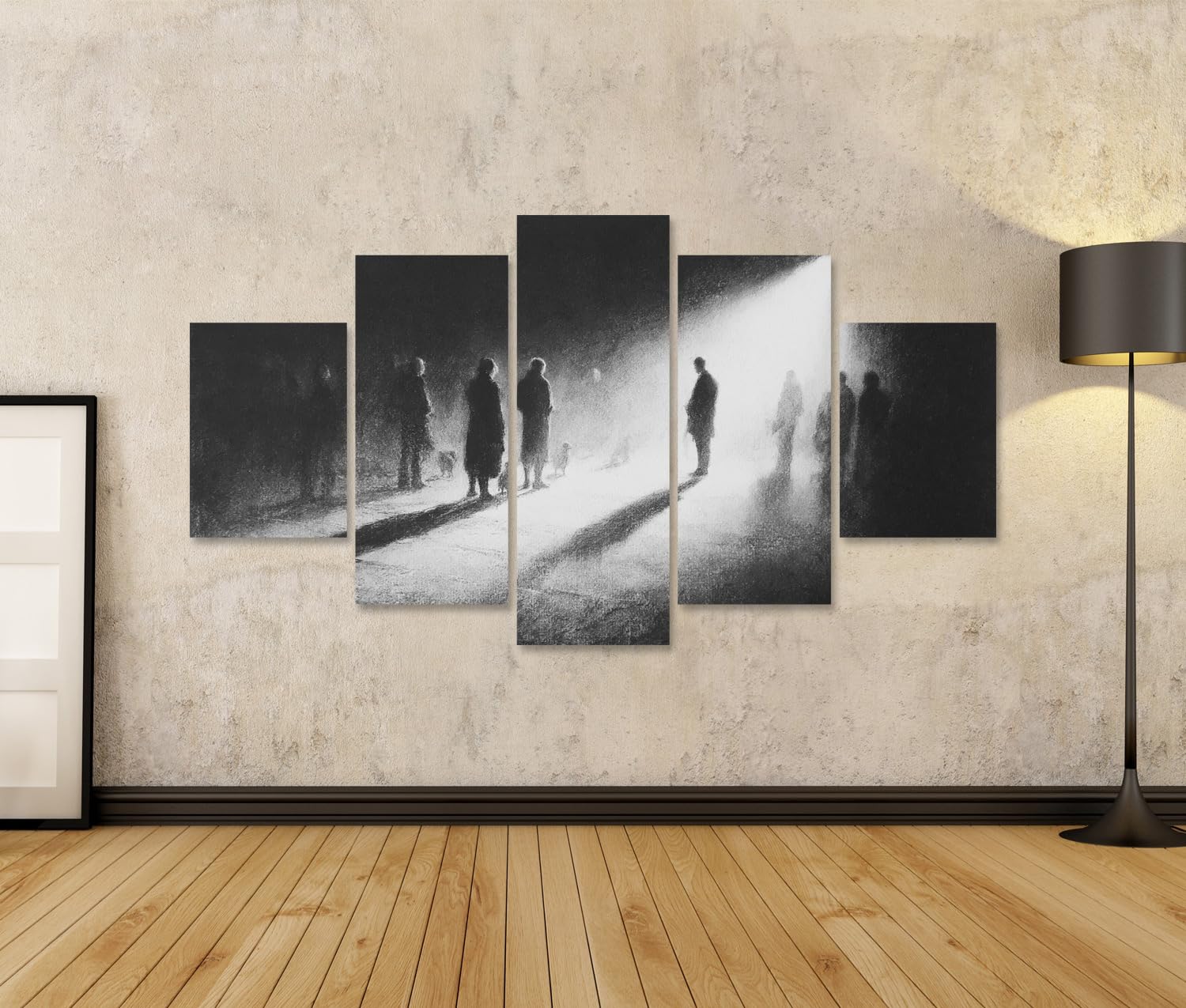 islandburner Bild auf Leinwand Dramatische Silhouetten Kunstdruck für Wohnzimmer - Für Kunstliebhaber - 5-teilig