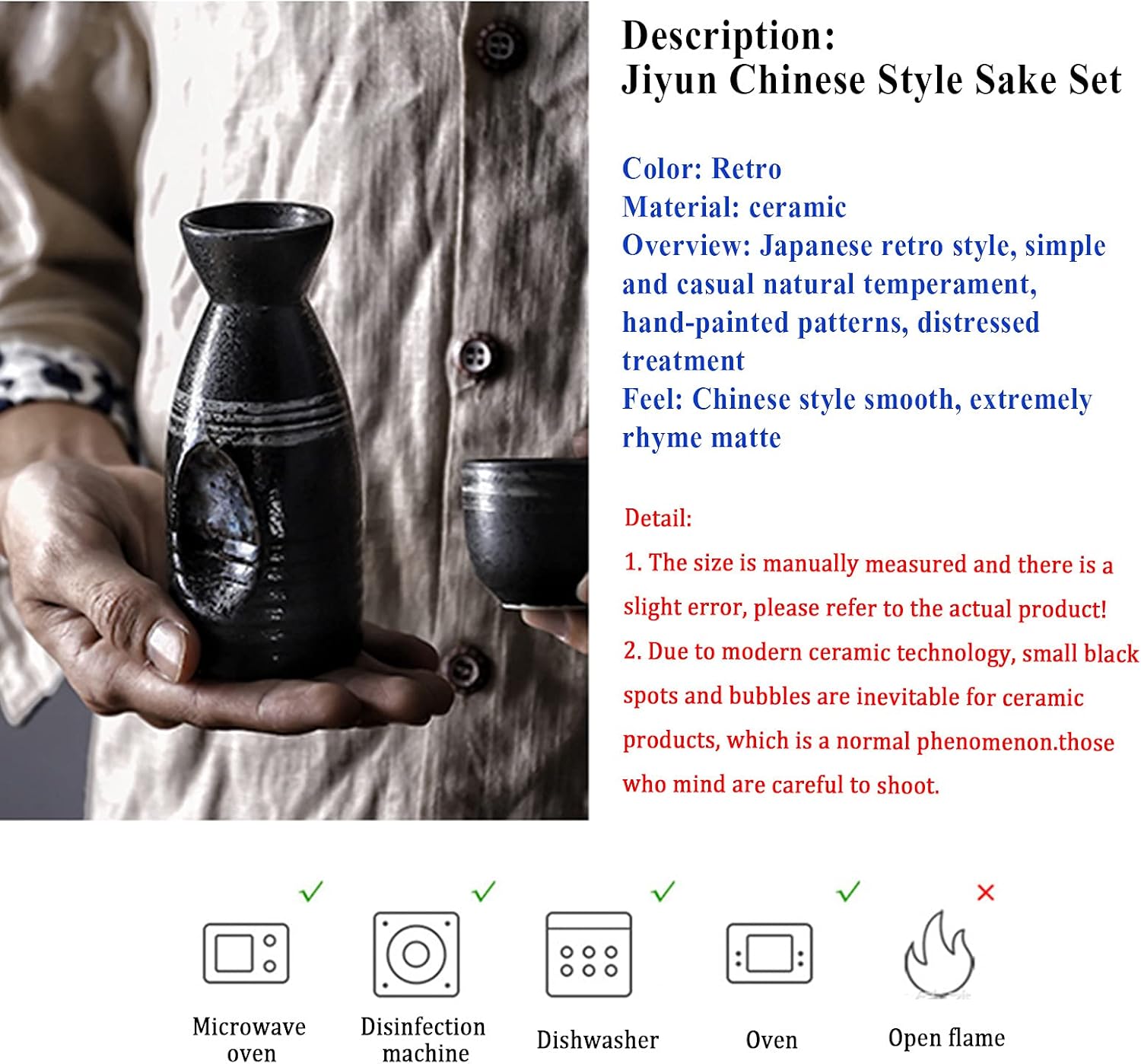 Retro ChinStyle Sake Wine Set-Alcohol Dispenser Sake Pot-Household Liquor Cup,A Sake Pot with Four Small Wine Glasses,Style Two Cups