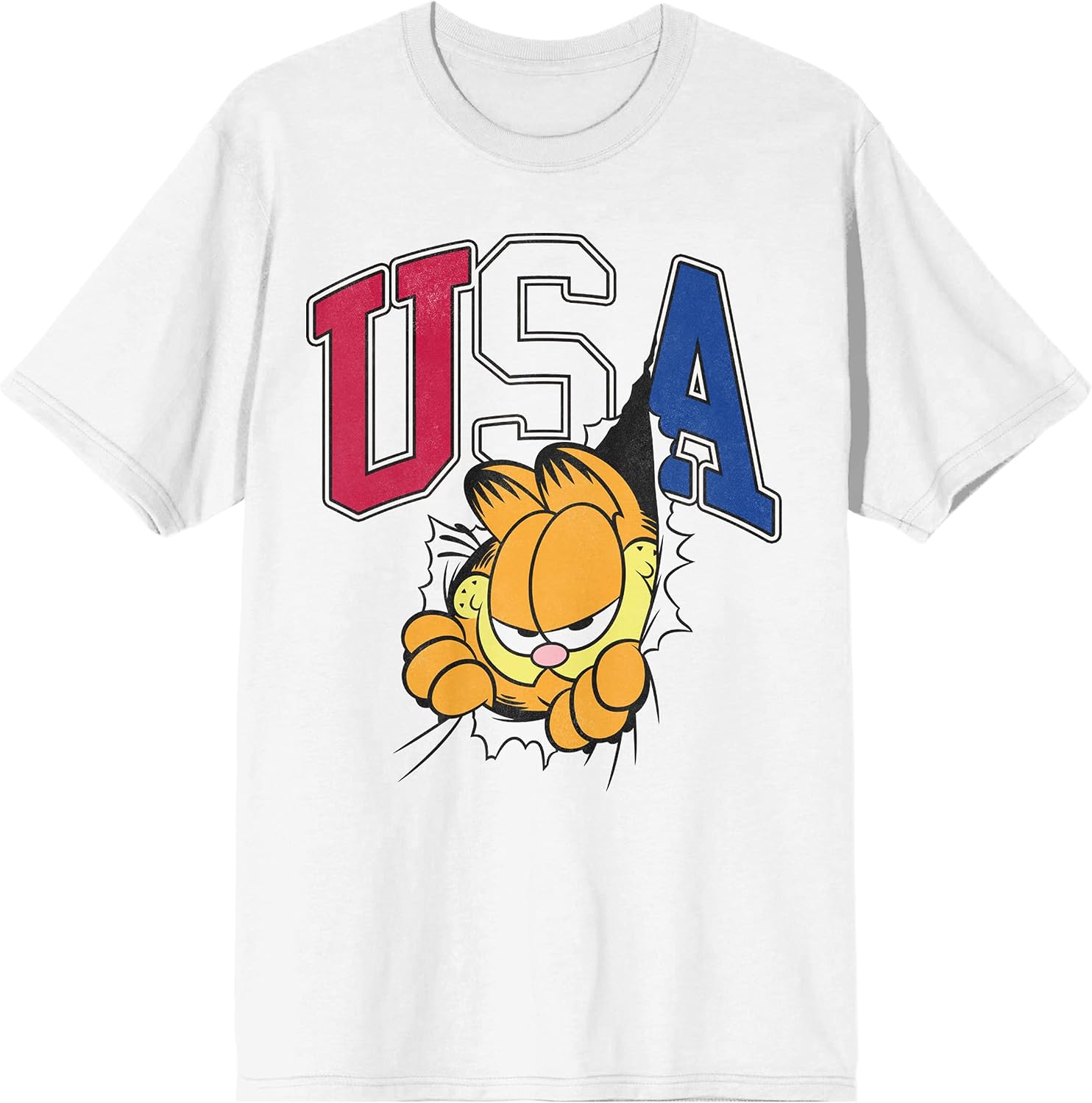 Garfield Classic Cat Cartoon USA Mens White Graphic Tee Shirt