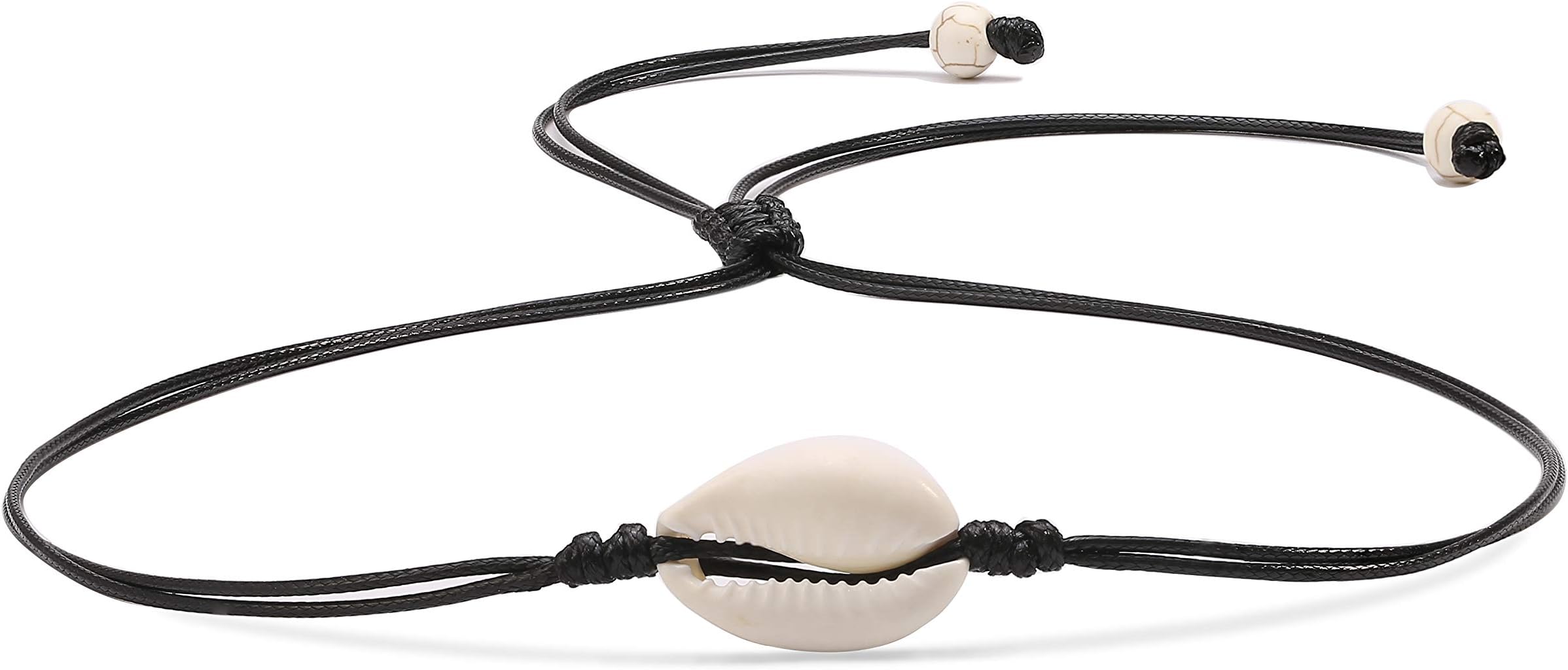 POTESSA Natural Cowrie Shell Choker Necklace Pendant Hippie Adjustable Beach Jewelry for Ladies