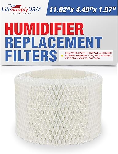 LifeSupplyUSA Mecha de repuesto para filtro humidificador compatible con Honeywell HCM350, HCM645, Sunbeam 1173, Relion WA-8D, Kaz 3020, Vicks V3100