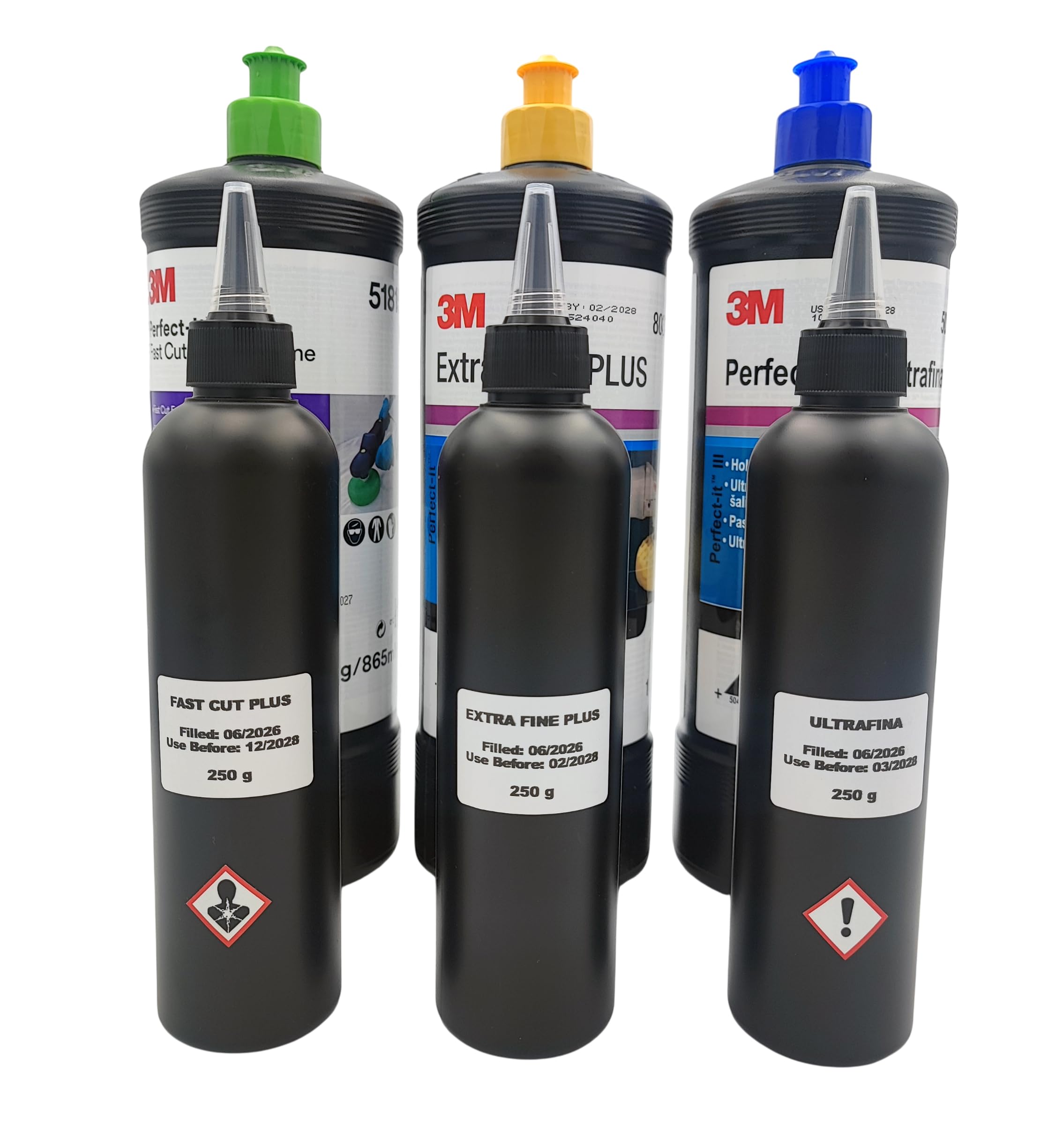 Zestaw 3 Past Polerskich 3M - 51815 Fast Cut Plus Extreme, 80349 Extra Fine Plus, 50383 Ultrafina SE (3x 250 g). Produkt Konfekcjonowany.