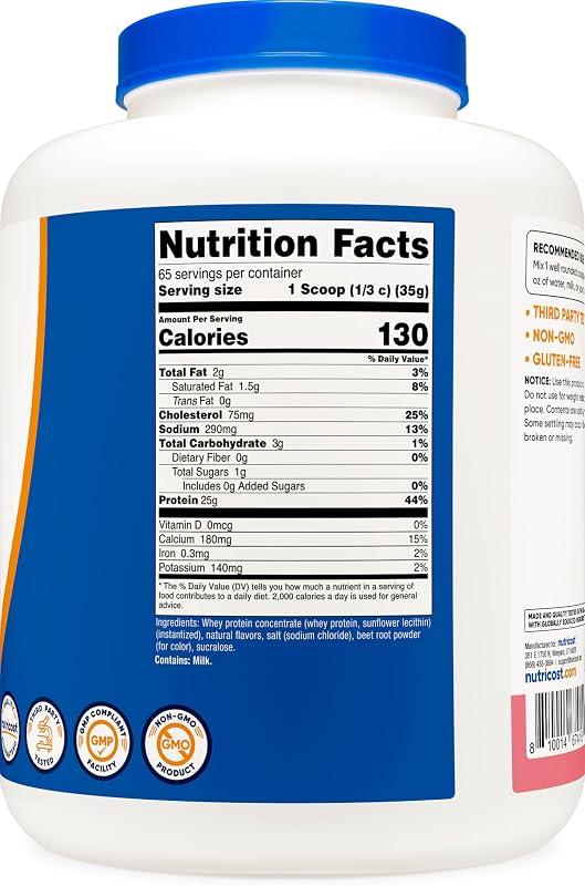 Nutricost Whey Protein Concentrate (Strawberry Milkshake) 5LBS image 5