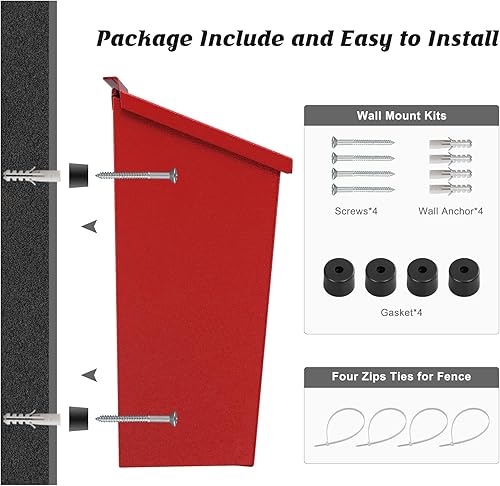 Vista 21 de KYODOLED - Buzón de pared, buzón de correo de gran capacidad, buzón de metal galvanizado a prueba de óxido, buzones para exteriores, 15.75 x 9.44 x