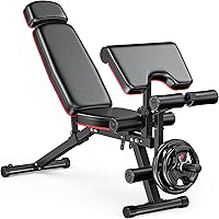 XDDIAS 900LBS Adjustable Weight Bench with Leg Extension Curl, Preacher Pad & Extended Headrest - Incline Decline Flat Home Gym Workout Bench