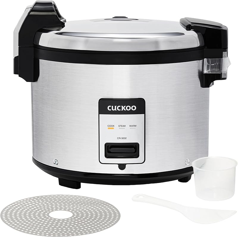 Olla arrocera y calentador comercial CUCKOO, 60 tazas cocidas, CR-3032 | Capacidad para 30 tazas sin cocer, olla interior antiadherente, 3 modos de cocción, operación con un solo toque, cocción al vapor, fabricado en Corea