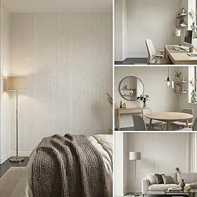 Papel De Parede Linho Branco Texturizado Adesivo 45cm x 5m