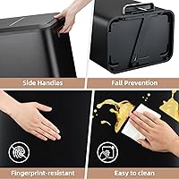 Vista 5 de GAOMON Cubo de Basura Dual Rectangular, Papelera de Acero Inoxidable con Tapa, 30 Litros (2 X 15 L), Papelera con Combinación de Reciclaje, Tapa