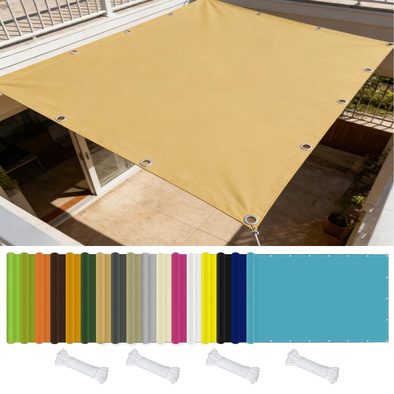 Toile ombrage 180x260 cm imperméable sable pour jardin et balcon