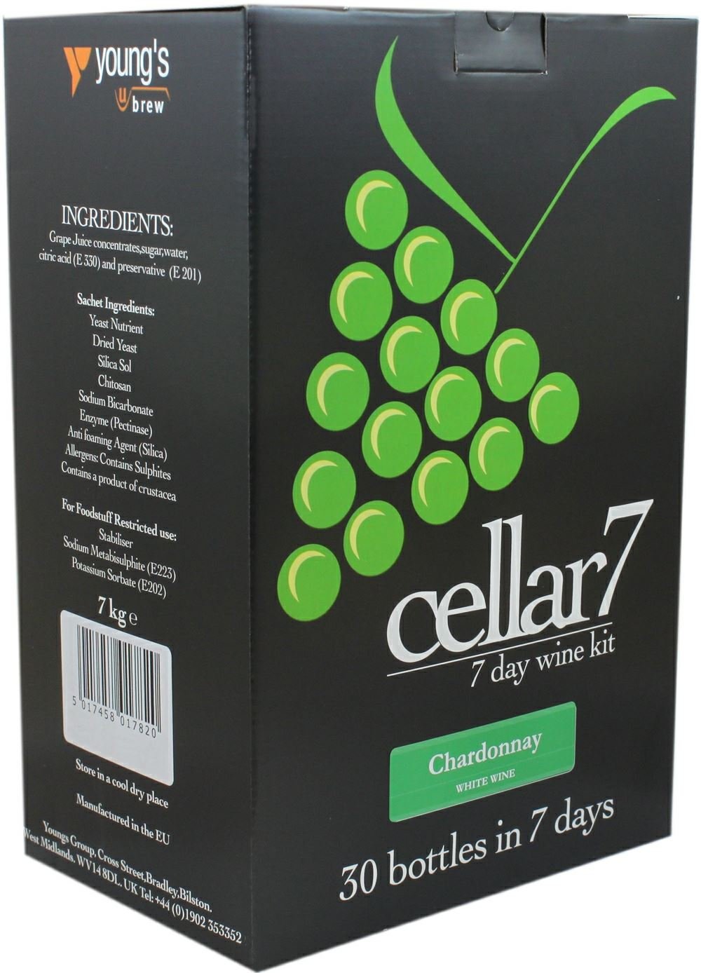 Youngs Cellar 7 Chardonnay White Wine Kit 30 Bottle 7 Day Homebrew Brewing