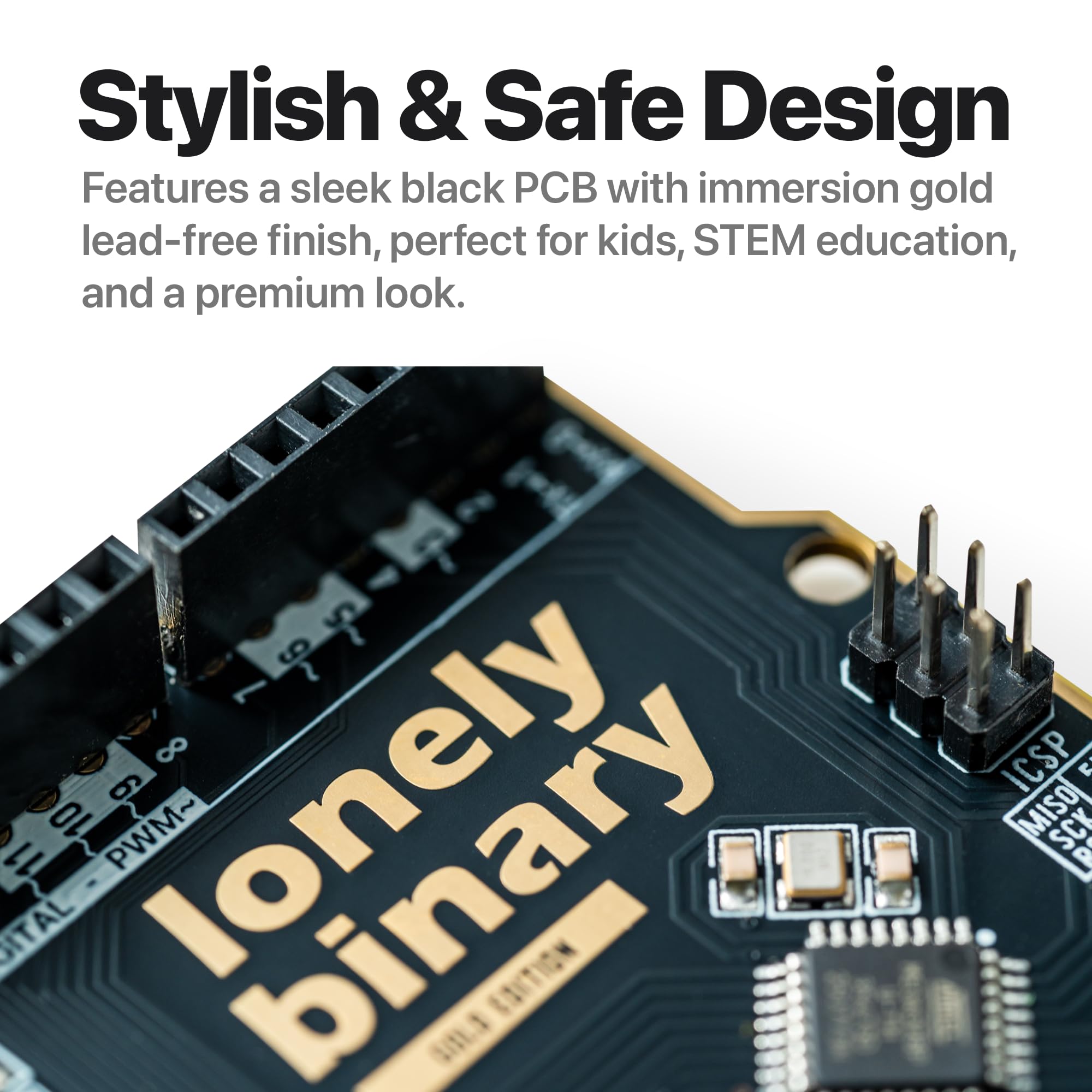 Lonely Binary UNO R3 Gold Edition - ATmega328P, ATMEGA16U2, scheda di sviluppo senza piombo con USB Type-C | Compatibile con Arduino IDE