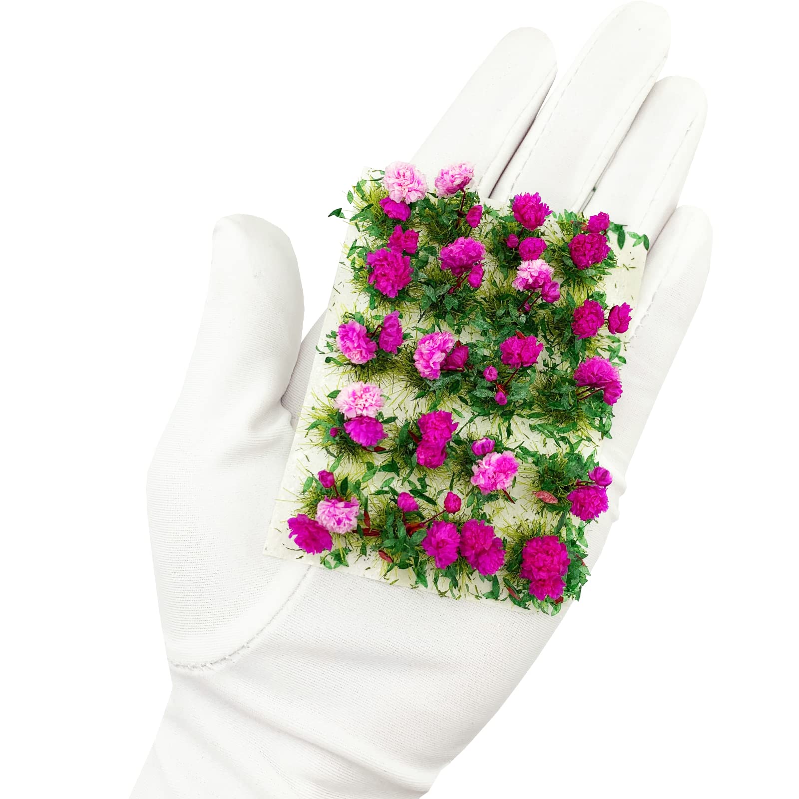 20 mechones de flores en miniatura para mini casa de muñecas, jardín de hadas, ferrocarril, escenario estático simulado, modelo de micro paisaje (rosa) 6