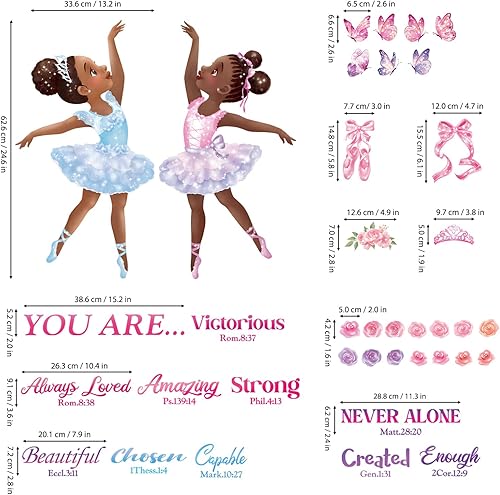 Miniatura 6 de DECOWALL SG2-2319 Chica Negra Bailarina Mágica Pegatinas de Pared Calcomanías Afro Arte Mujeres Inspirador Dormitorio Guardería Regalo Hermosa Sala