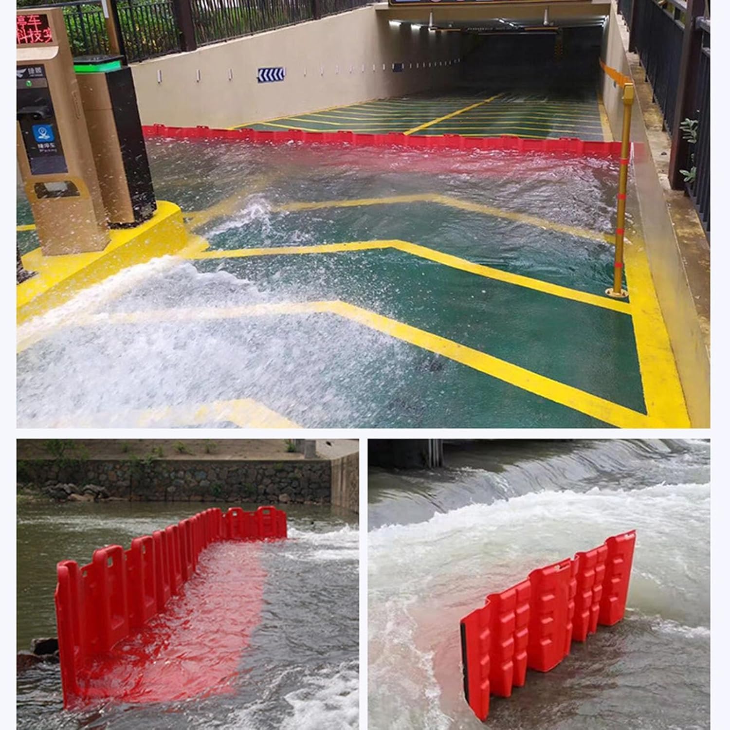 Lot de 2 déflecteurs d'eau en plastique pour entrées et sorties de métro, mur d'urgence en forme de L, prévention efficace de l'eau