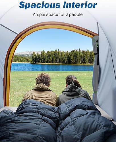 Vista 3 de JoyTutus: tienda de campaña para camioneta, impermeable, PU2000 mm, doble capa para 2 personas, tienda de campaña portátil, 5.5 pies a 6 pies, Gris