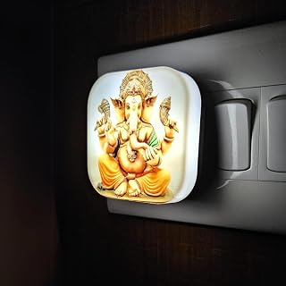 HOARD Polycarbonate Devine Series Night Lamp | Lord Ganesha Blessings 0.5W LED Plug-in Night Lamp for Pooja Room, White Price In India