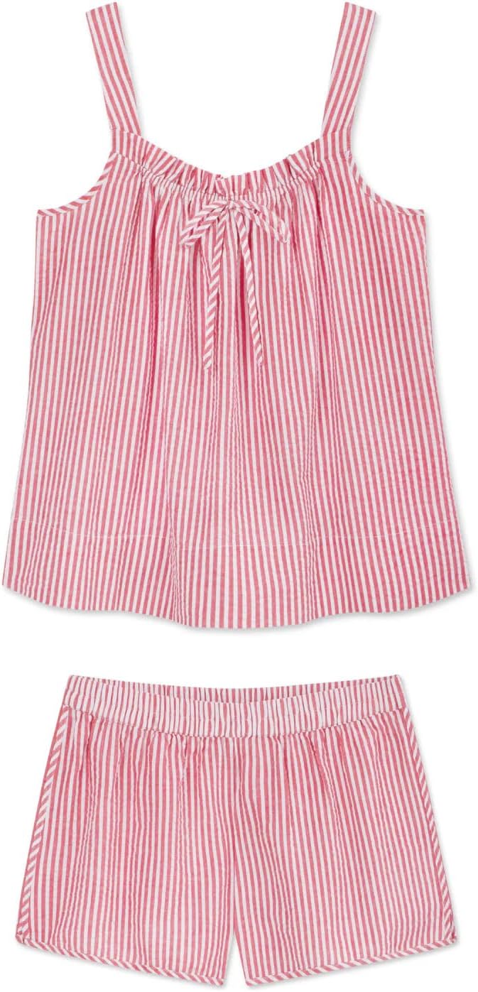 Women's Seersucker Pajamas Set Cute Striped Pjs Tank Top and Shorts Summer Beach Outfits - Image 4