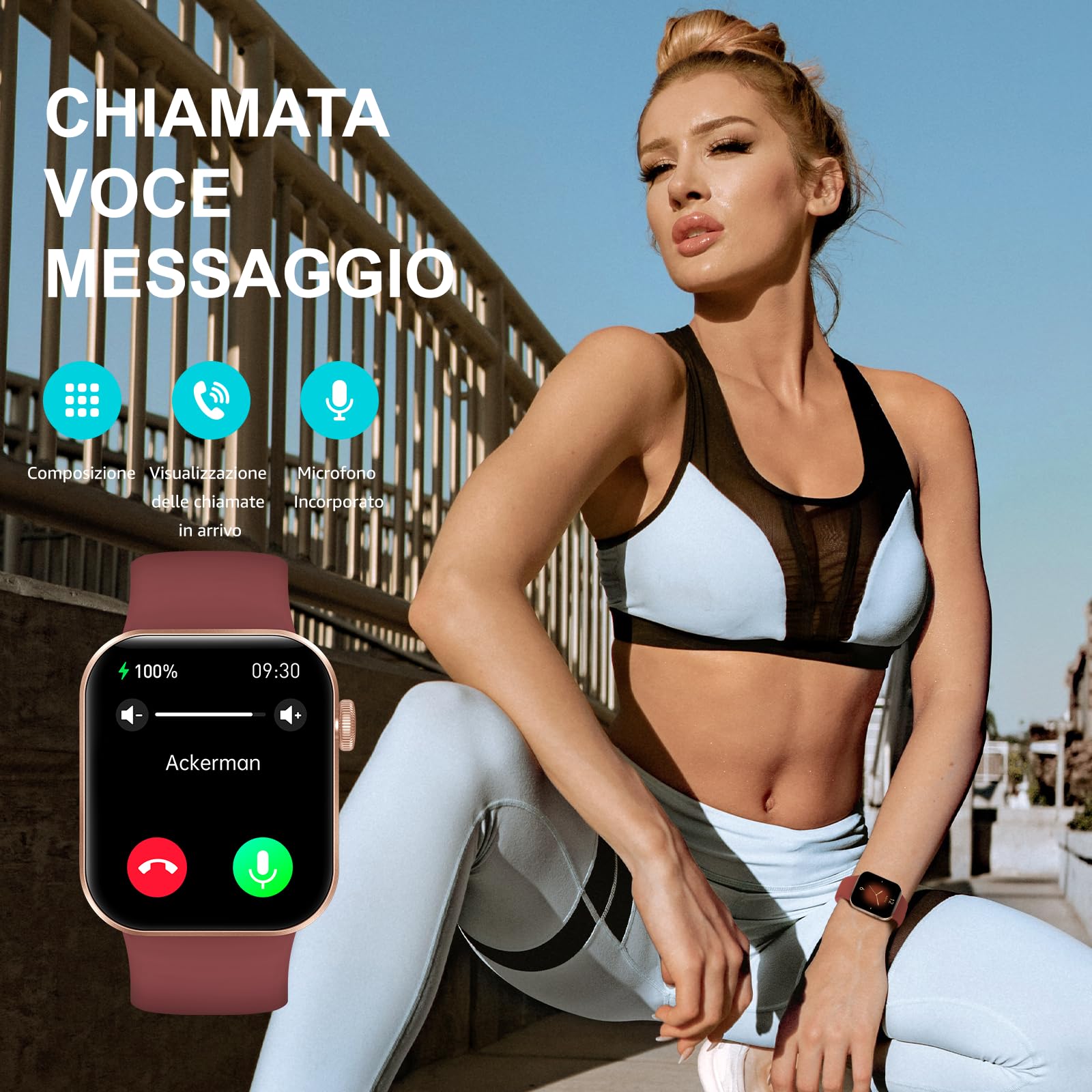 Smartwatch Uomo Donna, 1.85" Orologio Smartwatch con Effettua/Risposta Chiamate, 140 Sportive Smart Watch con Contapassi/Sonno/Cardiofrequenzimetro/SpO2, Impermeabil IP68 Smartband per Android iOS