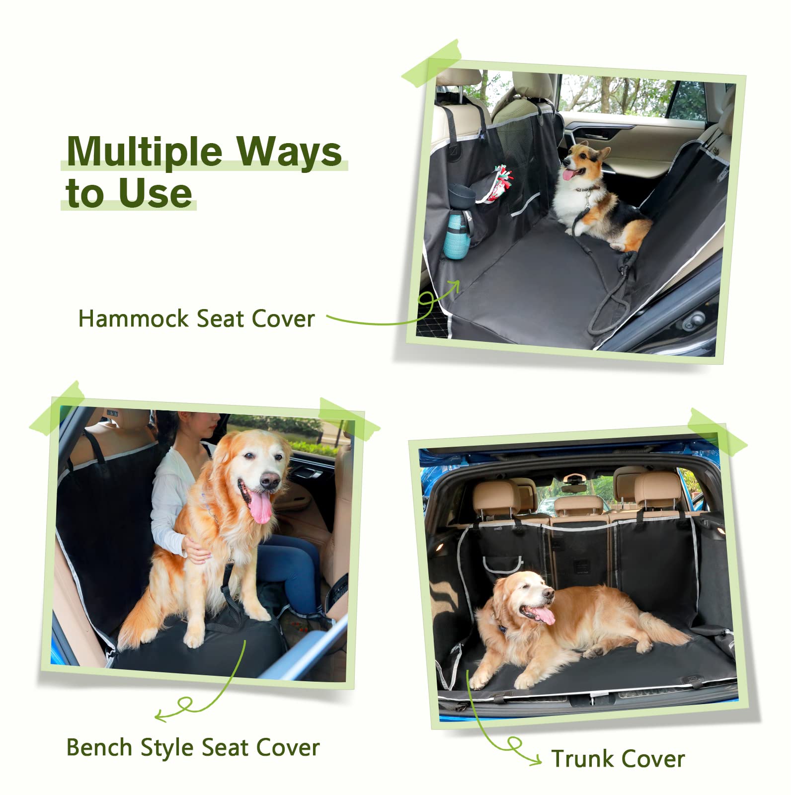 Pecute Hundedecke für Auto Rückbank 2 in 1