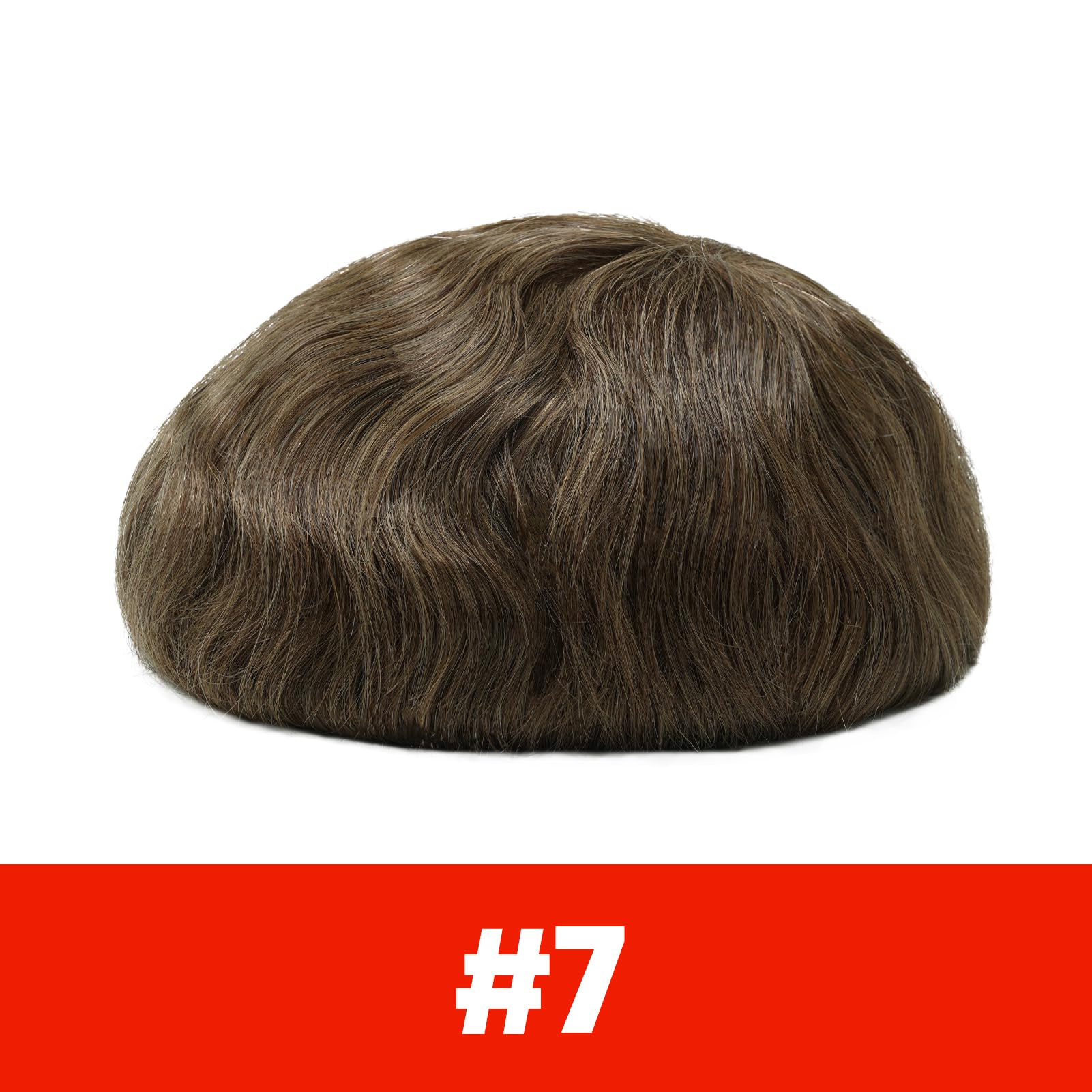 Lordhair Toupee for Men with 100% European human hair 8x10 inch Hairpiece for Men 0.03mm Ultra Thin Skin Hairsystem All V-looped Mens Toupee (Light Brown #7) - Image 2