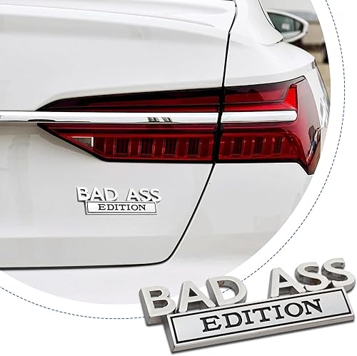 Miniatura 4 de ZBGUN Pack-1 Car Trunk Decal, 3.93" x 1.33" Bad Ass Edition Metal Anti-Scratch Anti-Rust Personalized Badge Decoration, Car Body Front Grille