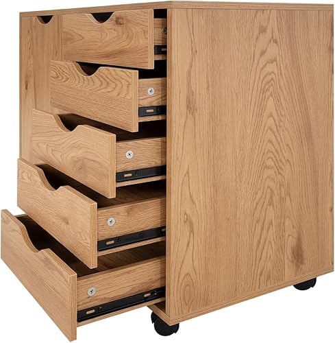 Miniatura 69 de Naomi Home Cómoda de 5 cajones para dormitorio, alta y elegante, con ruedas y estantes de almacenamiento, pequeña para guardarropa, para maquillaje,