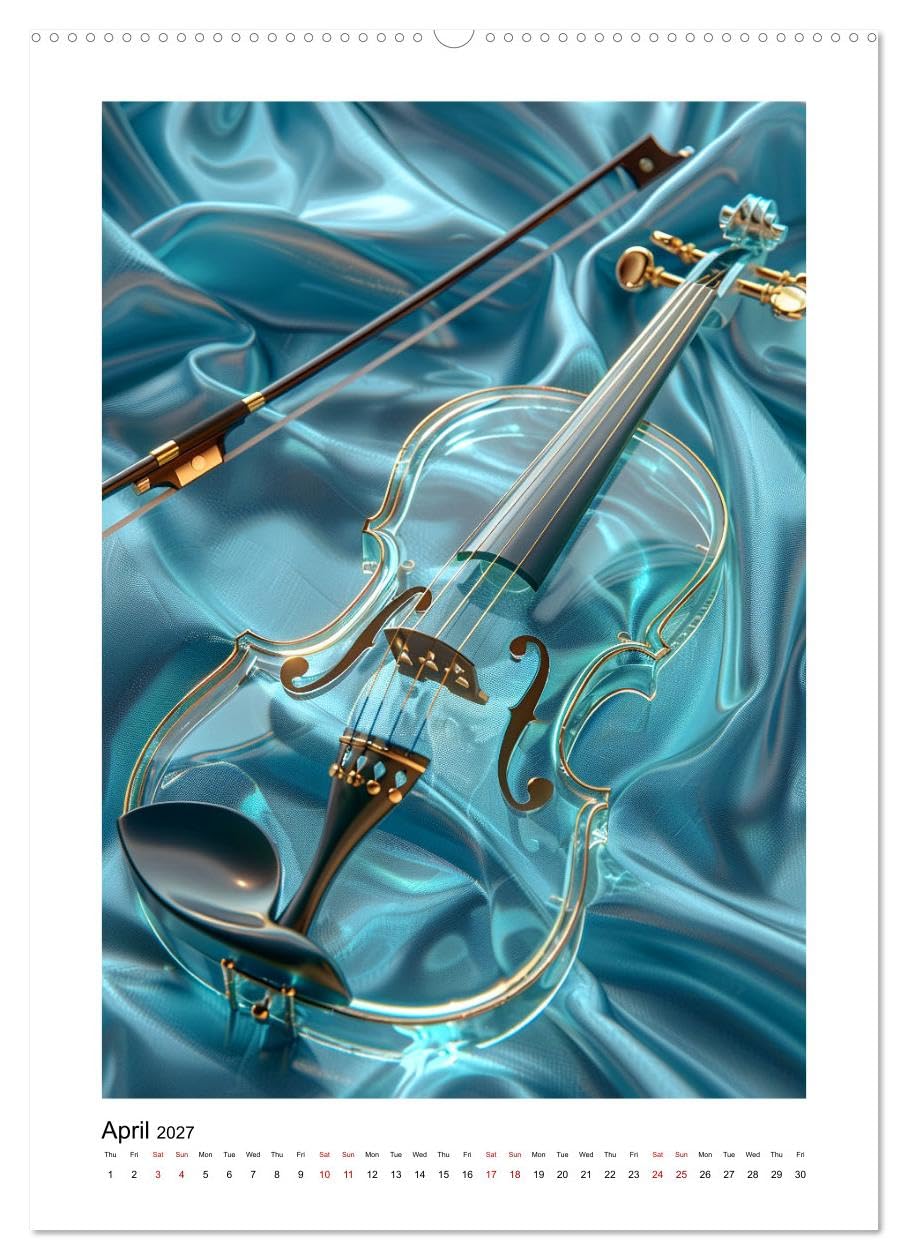 Violin Enjoyment (High Quality Premium Wall Calendar 2027 DIN A2 portrait),CALVENDO 12 Month Wall Calendar: A royal instrument interpreted artistically