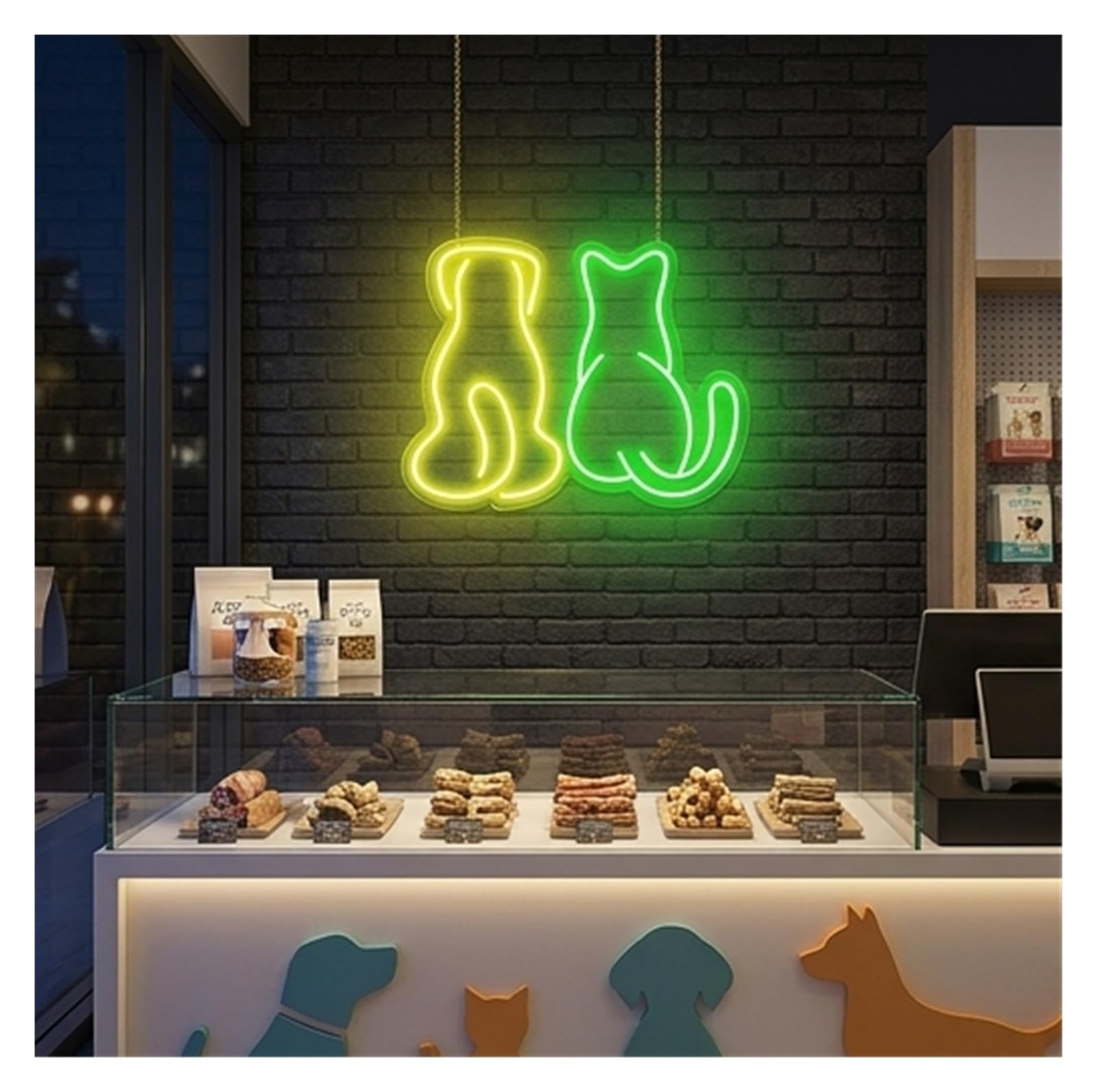 Bunte Buchstaben Lichter Leuchtreklame Mit Hund Und Katze Für Babyzimmer, Schlafzimmer, Büro, Kinderzimmer, Spielzimmer, Bar Oder Wohnzimmer 45cm