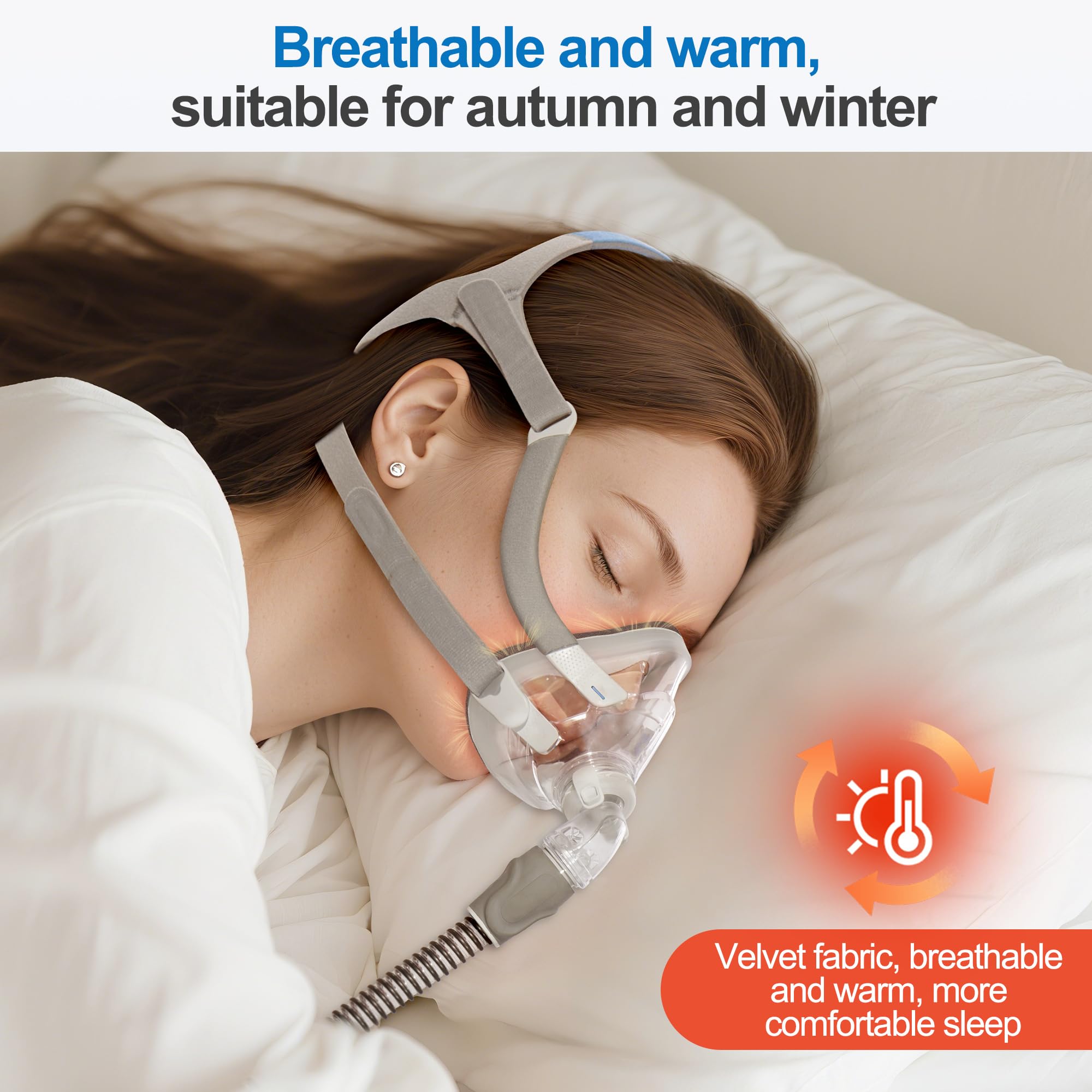 2 mascarillas de repuesto compatibles con AirFit F20 Almohadillas para mascarillas CPAP Innovadora mascarilla de tejido cálido para F20 Marrón-L