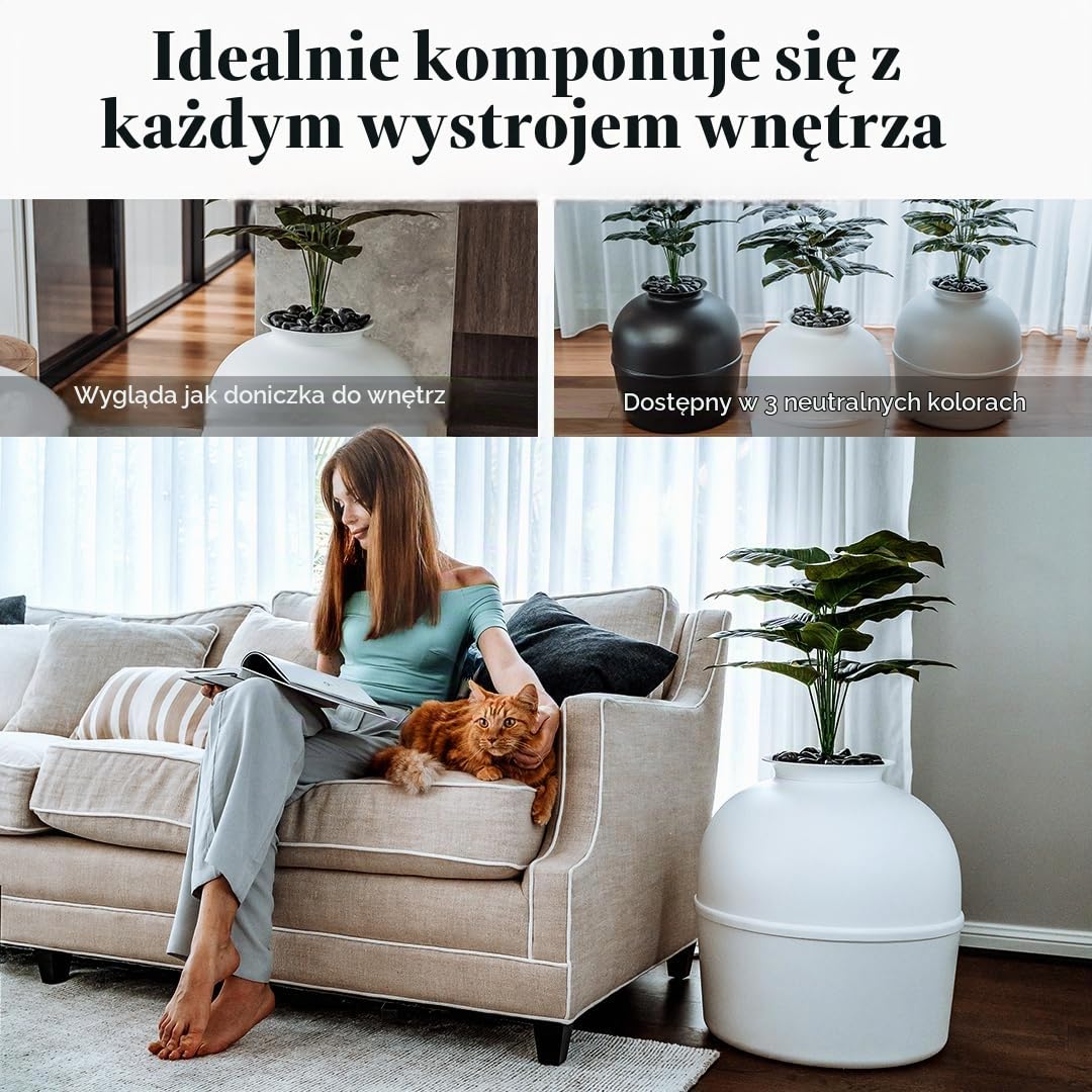 Bundle & Bliss Tajna kuweta – ukryta obudowa kuwety, opatentowana konstrukcja z kontrolą zapachu, zawiera sztuczną roślinę, filtr węglowy i prawdziwe kamienie