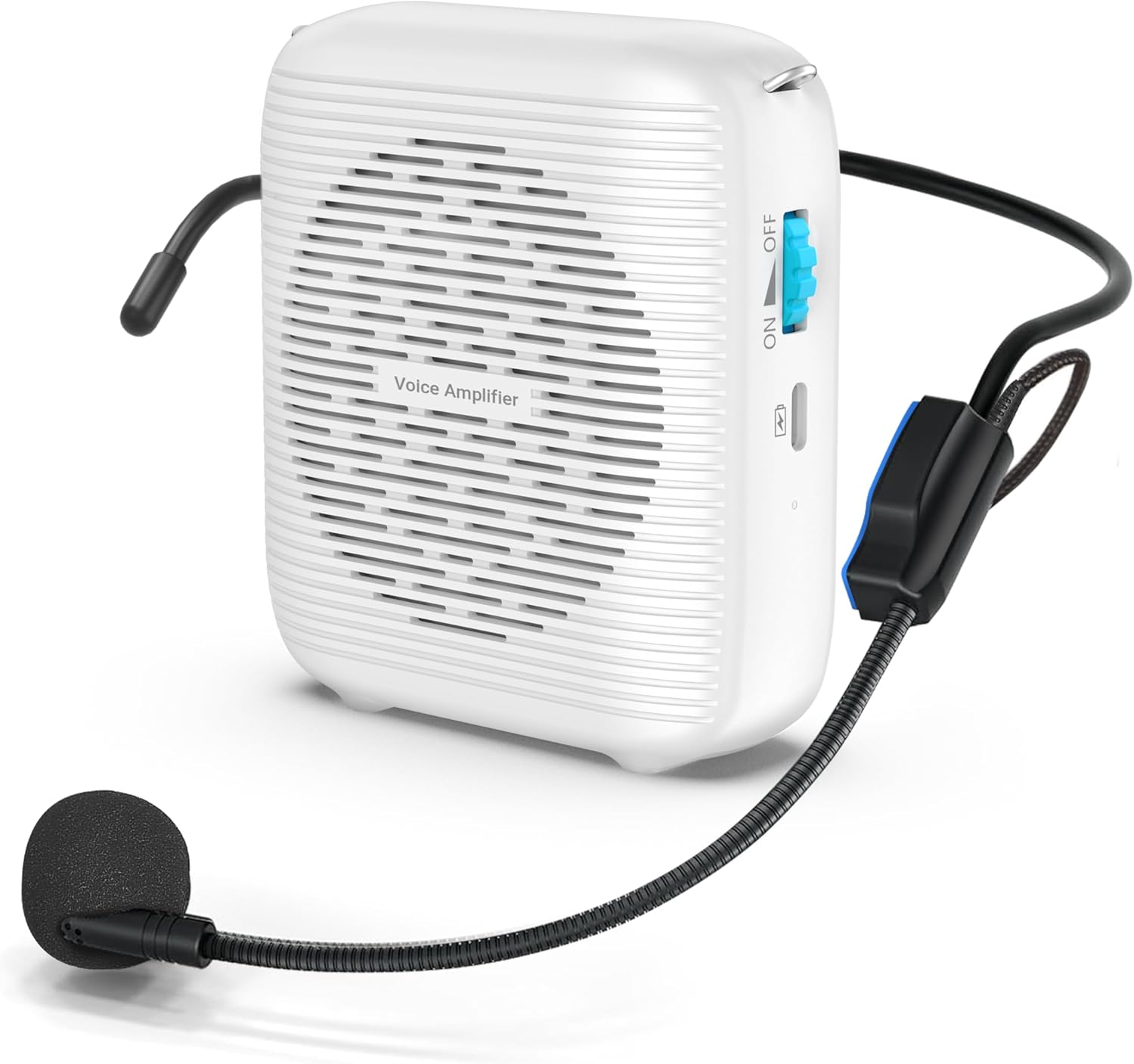 (White) Portable Rechargeable Voice Amplifier for Teachers, Coaches, Tour Guides, presentations, and Meetings with a Large Number of attendees (White)