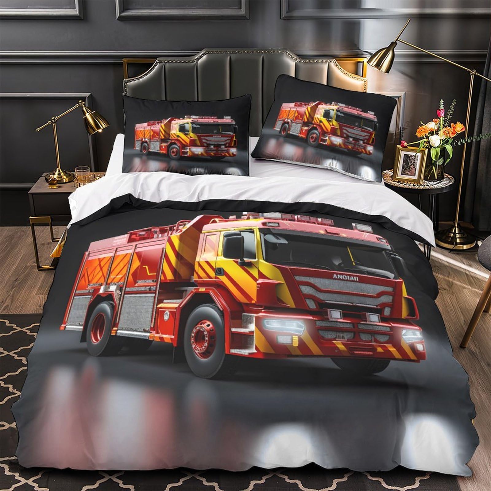 Housse de couette Pompiers anti-acariens douce pour lit double