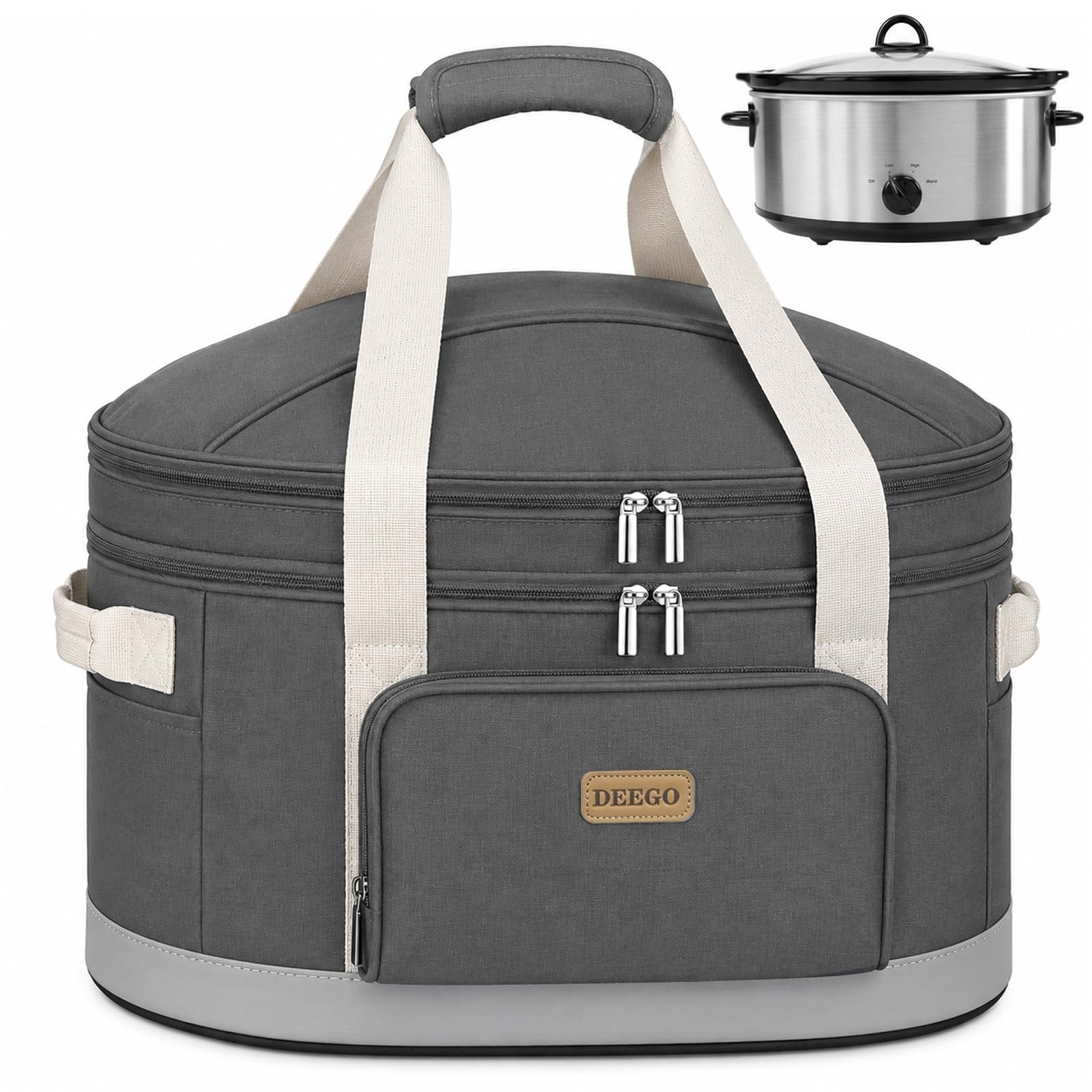 DEEGO 2‑Layer Insulated Travel Slow Cooker Carrier Bag for Crock-Pot to go