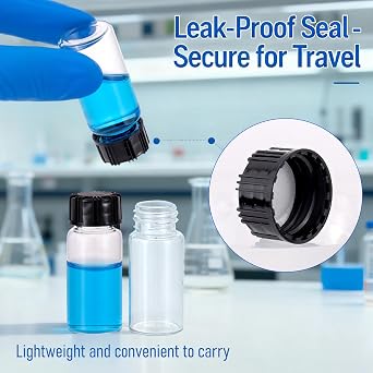 Glass Vials Clear Bottles Liquid Sample Collection Bottles Liquid Containers Screwcap Capacity 10ml (0.3 Oz) Pack of 10