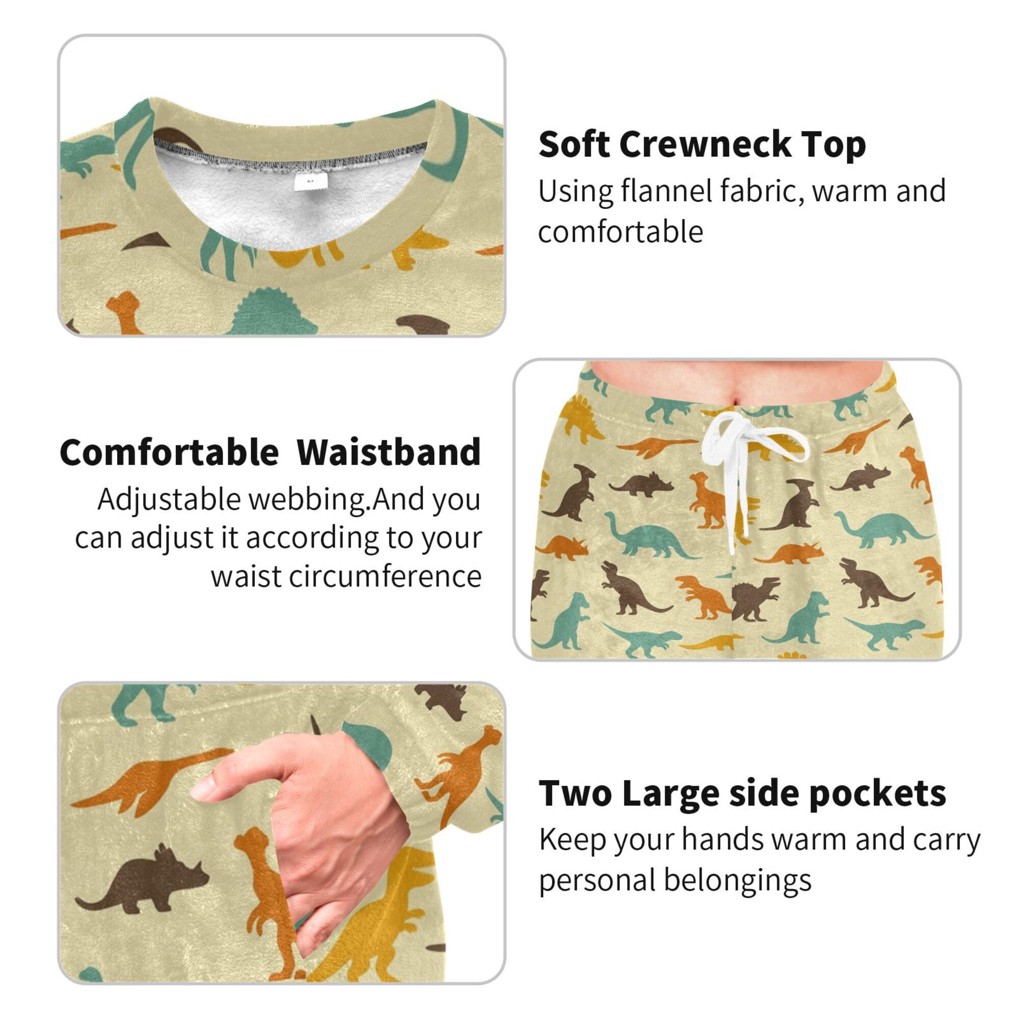 ALAZA Conjunto de pijama de forro polar para mujer, lindo unicornio, manga larga, ropa de dormir de dos piezas, ropa de dormir térmica, pijama súper suave, talla S